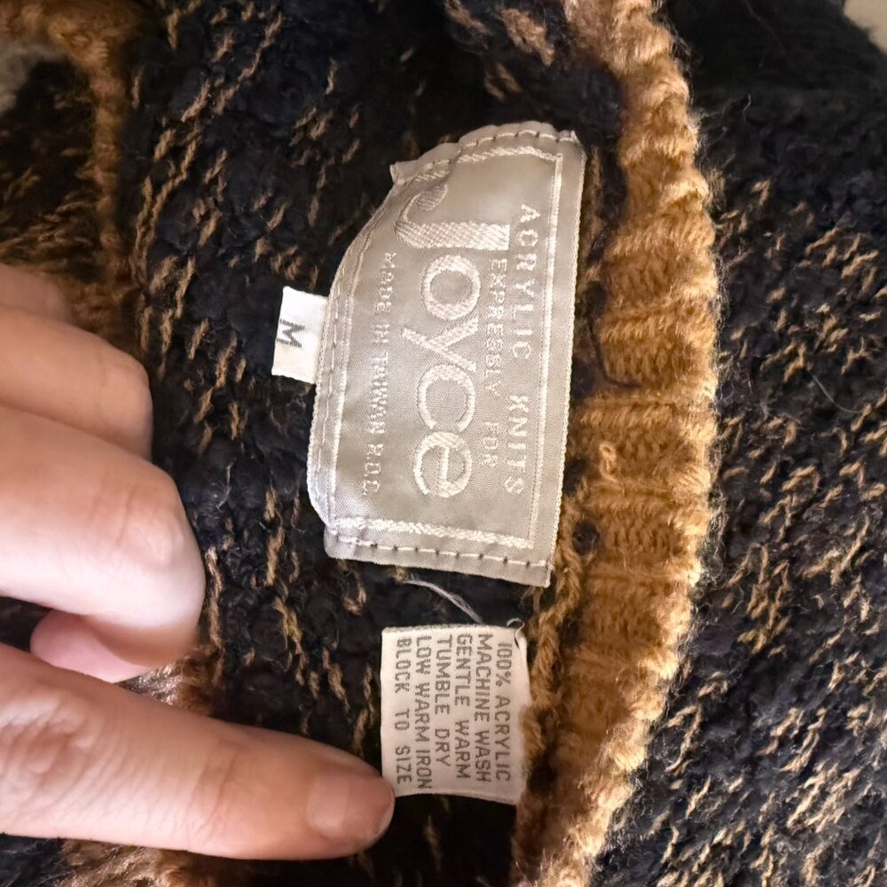 Vintage 80's/90's Joyce Abstract Animal Print Sweater | Earth Tones | Size M - Picture 6 of 6